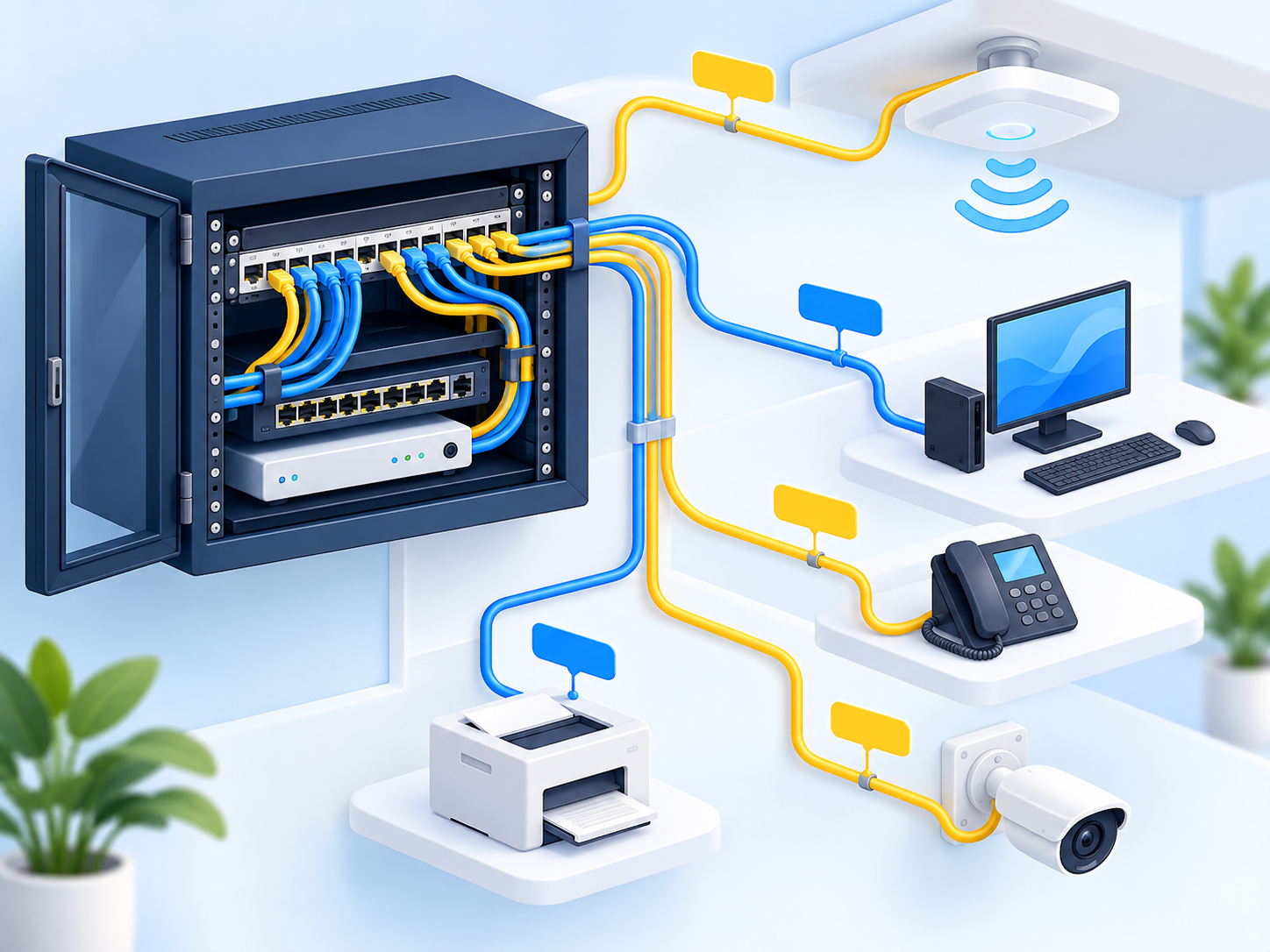 Ilustración de cableado estructurado para una empresa