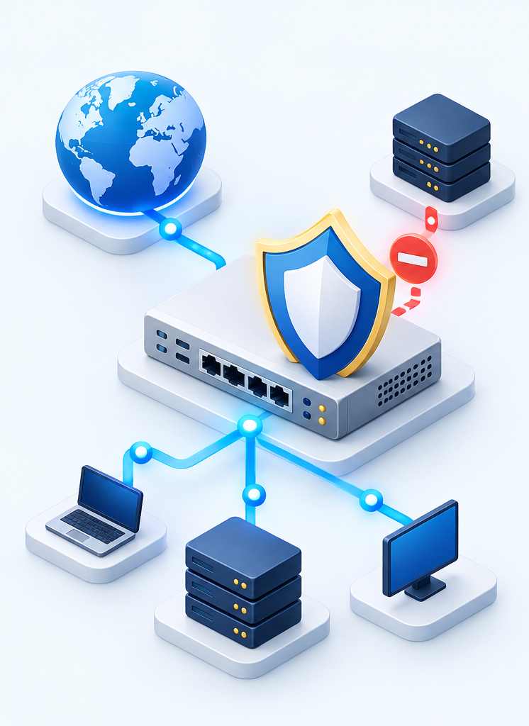 Ilustración de seguridad digital y protección de red