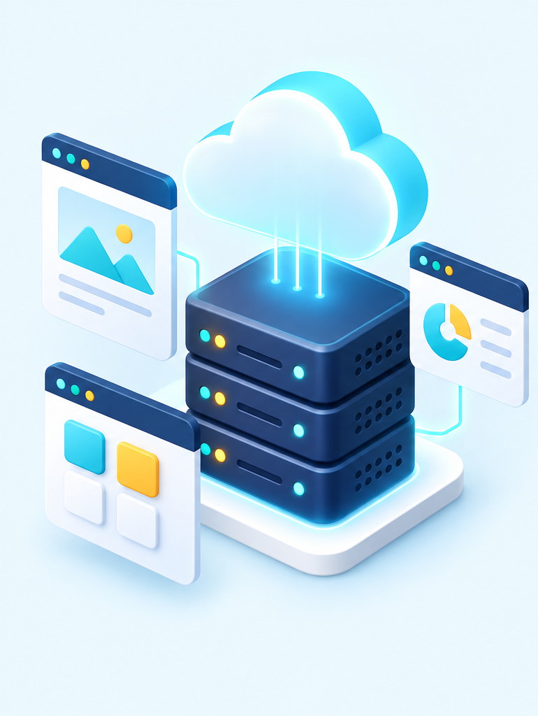 Ilustración de servicios virtuales en la nube